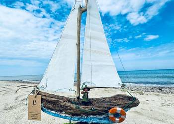 LUKI SZTUKI driftwood duuży JACHT żagle z jachtów szkoleniowych