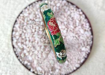 Zielona bransoleta bransoletka bangla kwiaty róże wzór floral retro szmarag
