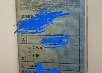 Rama dokumenty Papiery Simson s50