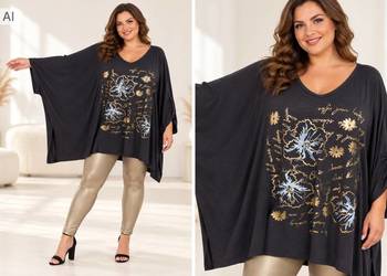 Tunika damska PLUS SIZE z kwiatowym nadrukiem bawełna, biust-200CM