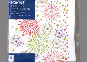 Zestaw 2 serwetek świąteczne nowy rok na białym tle 84x84cm