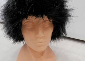 Opaska na Uszy Czarna Zimowa Futrzana Sztuczne Futerko