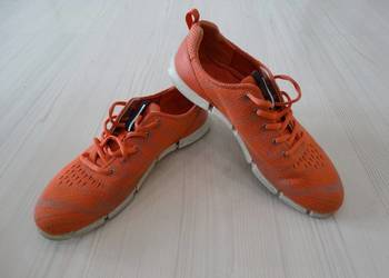 Buty Skórzane Skóra Tekstyl Sportowe Sneakersy Orange Marka Premium ECCO 39