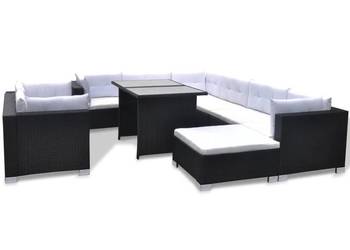 vidaXL 10-cz. zestaw mebli do ogrodu, poduszki, rattan PE(SKU:41878)
