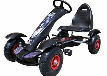 Gokart na pedały czarny pompowane koła napęd łańcuchowy
