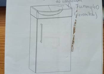 Szafka biała KIM 40 cm, wisząca pod umywalkę, lakier biały, błyszczący