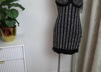 Sukienka czarna cyrkonie ramiączka