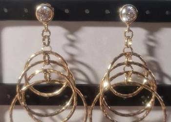 Piękne Kolczyki Srebro pr. 925 pozłacane złocone marki DQCZ 13 gram 7 cm. C