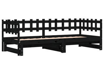 Łóżko rozsuwane czarne 2x(90x190) cm lite drewno sosnowe WM-840393