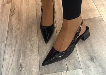 (41) czarne czółenka wieczorowe z odkrytą Pięta, Nowe