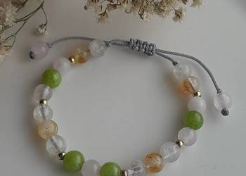 Bransoletka Szczęścia Kamienie naturalne Cytryn Oliwin Kwarc różowy