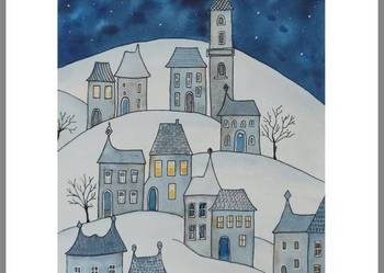 Akwarela Akwarelka Obraz pt: Bajkowa Kraina Nocą