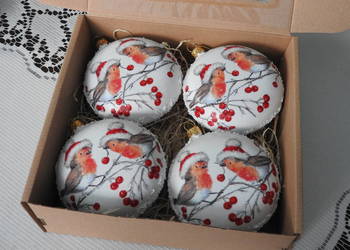 Zestaw 4 szt bombek, handmade, prezent, święta
