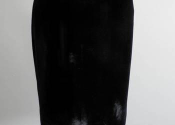 Spódnica Aksamitna Jedwabna Jedwab Wiskoza Czarna Wizytowa Welurowa M/L