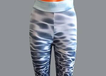Legginsy damskie sportowe spodnie elastyczne jasno szare wzorzyste 34/XS