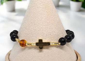 Bransoletka dziesiątka różańca z bursztynu, BURSZTYN bałtycki #1293