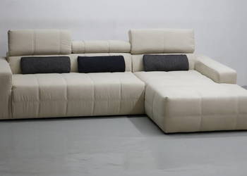 TCB DESIGN narożnik regulowane zagłówki sofa kanapa tkanina KREMOWA salon