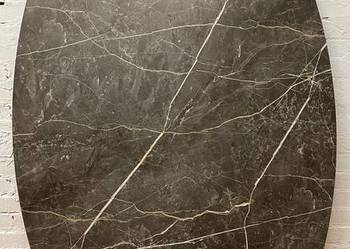 Owalny blat do stołu 210x120cm efekt marmuru antracyt