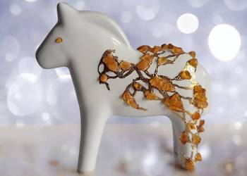 Koń Figurka Konik ceramiczny, ręcznie malowany zdobiony -   BURSZTYN