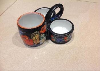 Stary Czeski Przyprawnik Porcelanowy Ręcznie Malowany Sygnowany