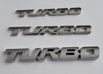 NOWE logo klejane emblemat znaczek TURBO srebrny 3 rozmiary
