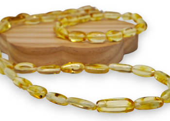 Komplet korale i bransoletka z bursztynu ryż cytrynowy #1374