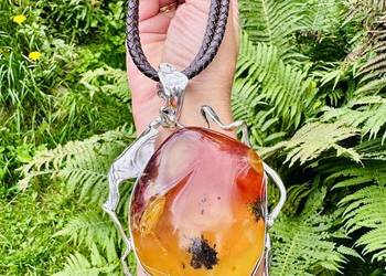 Okazały Wisior unikat srebro 925 bursztyn bałtycki rękodzieło