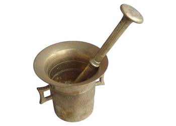 Stary mosiężny moździerz kuchenny sygnowany lata 40 zabytek rarytas