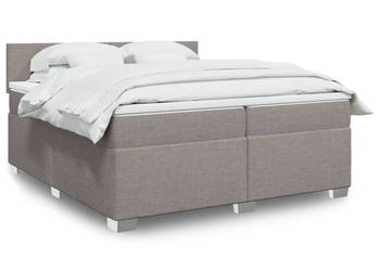 Łóżko kontynentalne z materacem taupe tkanina 200x200 cm WM-3285992