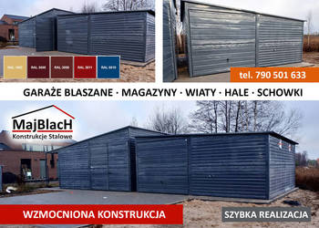 Garaż Blaszany GRAFITOWY +2 Bramy - Blaszak Garaże Blaszane -Maj-Blach