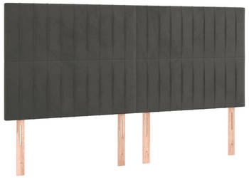 Zagłówek do łóżka z LED ciemnoszary 180x5x118/128 cm aksamit WM-3122723