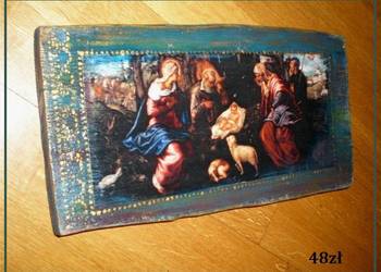 Obrazek na desce / decoupage/ obrazek/ Boże Narodzenie