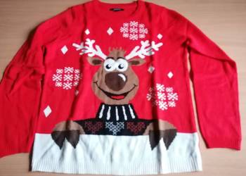 Sweter świąteczny czerwony Rudolf rozm.36/38.Esmara