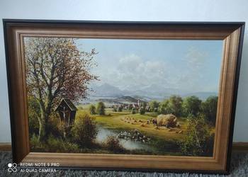 Piękny obraz Helmut Glassl „Lake at Kaisertal” 50×80 – drewniana rama