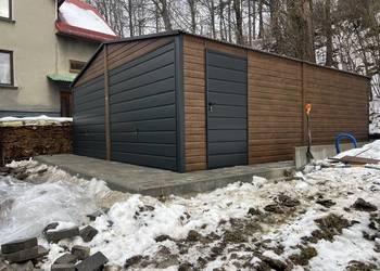 Garaż blaszany drewnopodobny 6x6 9x6 12x6