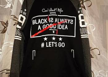 Męska Czarna Bluza z Kapturem Hoodie z Nadrukiem Streetwear Ozonee M