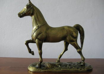 Mosiężna figura konia vintage - koń mosiądz