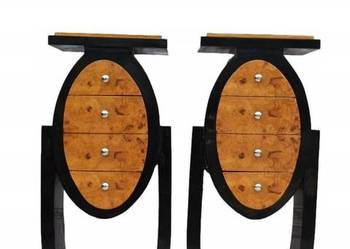 Dwa Nakastliki Stoliki Szafki Nocne Art Deco - 3 Szuflady KOMPLET 115CM