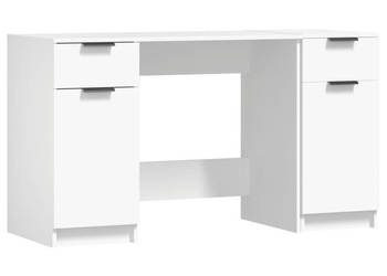 Biurko z szafką boczną białe materiał drewnopochodny WM-3115908