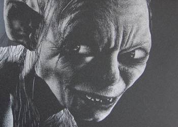 Gollum Smeagol Obraz ręcznie grawerowany na blasze Staloryt Grawer