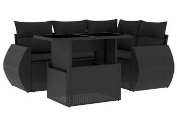 5-cz. zestaw wypoczynkowy do ogrodu poduszki czarny rattan PE WM-3268505