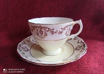 Filiżanka Royal Vale, biało-żółta, złoto. Made in England