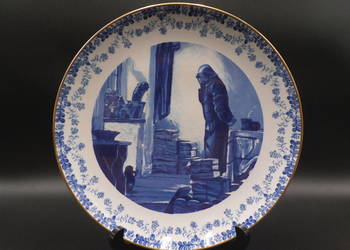 Talerz obraz autor Spitzweg Wallendorf kobalt 27cm.