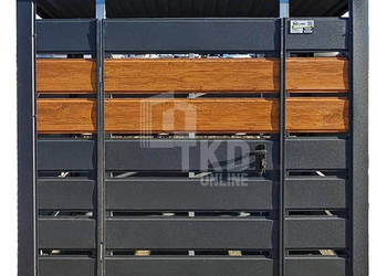 Wiata śmietnikowa 1,5x0,7m Antracyt + jasny orzech - spad w tył TKD394