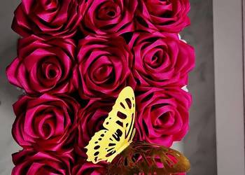 Flower box  wieczne róze ze wstążki bukiet rękodzieło  torebka flowerbox