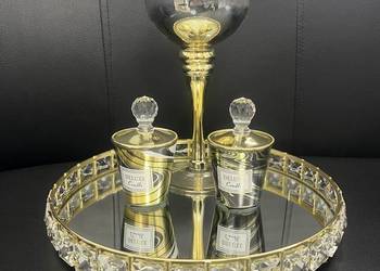 Lustrzana okrągła złota taca z kryształkami PREMIUM 28x28x4,5