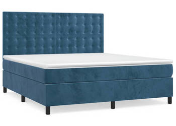 Łóżko kontynentalne materac i LED niebieski aksamit 160x200cm WM-3136375