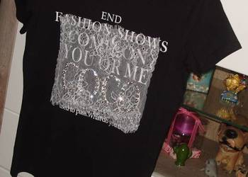 cyrkonie _napis COCO_ koronka T-shirt NOWY r.M /L/XL