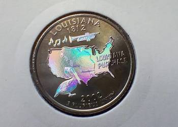 Stare monety 1/4 dolar 2002 Luizjana USA hologram