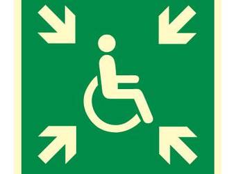 Naklejka BHP miejsce zbiórki do ewakuacji dla osób niepełnosprawnych AE024